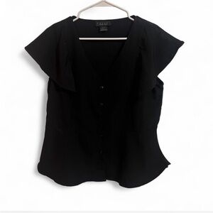 Trixxi Black V-Neck Blouse with Flutter Sleeves
